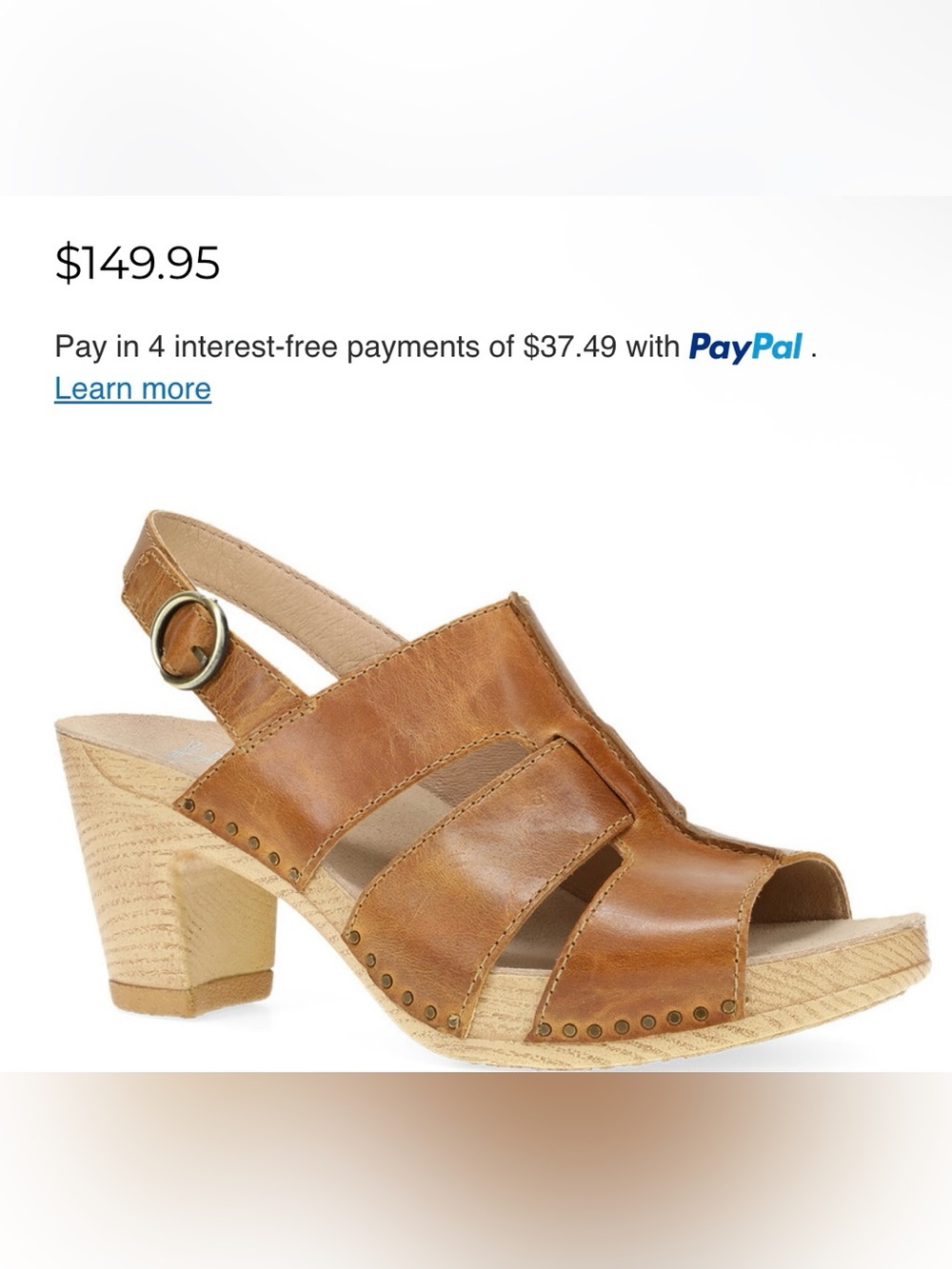 Women's Tan Leather Slingback Block Heel Sandal